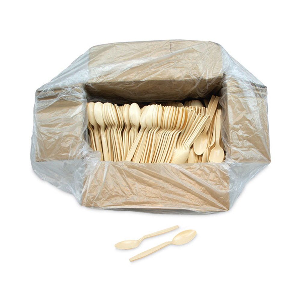 PACTIV EVERGREEN CORPORATION YPSMSTEC EarthChoice PSM Cutlery, Heavyweight Spoon, Plastic, Tan, 1,000/Carton