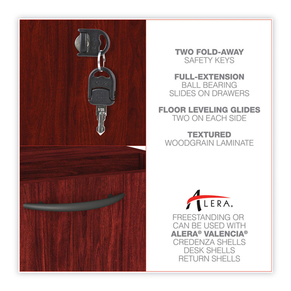 ALERA VA53-2822MY Alera Valencia Series Full Pedestal File, Left/Right, 3-Drawers: Box/Box/File, Legal/Letter, Mahogany, 15.63" x 20.5" x 28.5"