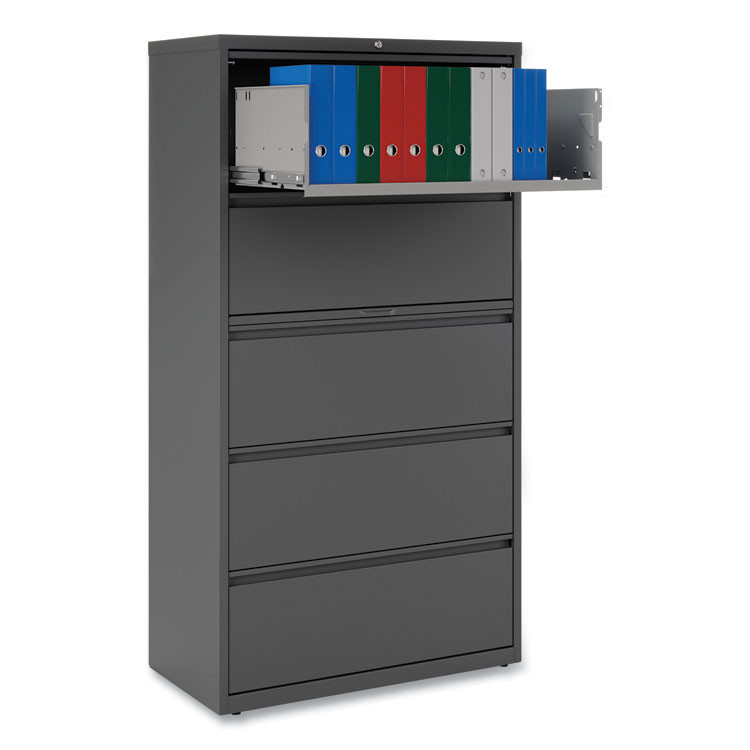 ALERA HLF3667BL Lateral File, 5 Legal/Letter/A4/A5-Size File Drawers, Black, 36" x 18.63" x 67.63"