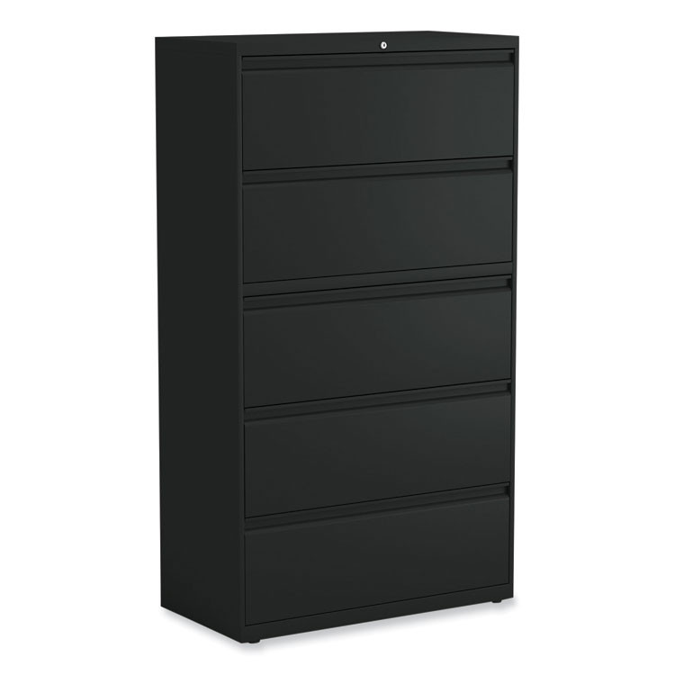 ALERA HLF3667BL Lateral File, 5 Legal/Letter/A4/A5-Size File Drawers, Black, 36" x 18.63" x 67.63"