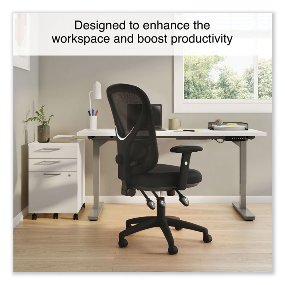 ALERA AS42M14 Alera Aeson Series Multifunction Task Chair, Supports Up to 275 lb, 15" to 18.82" Seat Height, Black Seat/Back, Black Base