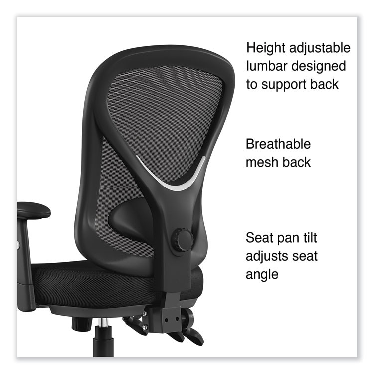 ALERA AS42M14 Alera Aeson Series Multifunction Task Chair, Supports Up to 275 lb, 15" to 18.82" Seat Height, Black Seat/Back, Black Base