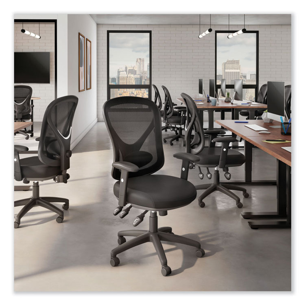 ALERA AS42M14 Alera Aeson Series Multifunction Task Chair, Supports Up to 275 lb, 15" to 18.82" Seat Height, Black Seat/Back, Black Base