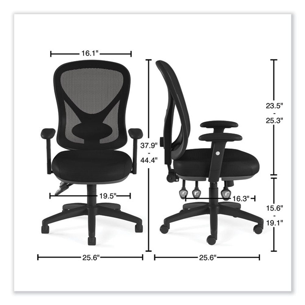 ALERA AS42M14 Alera Aeson Series Multifunction Task Chair, Supports Up to 275 lb, 15" to 18.82" Seat Height, Black Seat/Back, Black Base