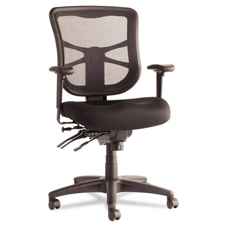 ALERA EL42ME10B Alera Elusion Series Mesh Mid-Back Multifunction Chair, Prem Fabric, Supports Up to 275 lb, 17.7" to 21.4" Seat Height, Black
