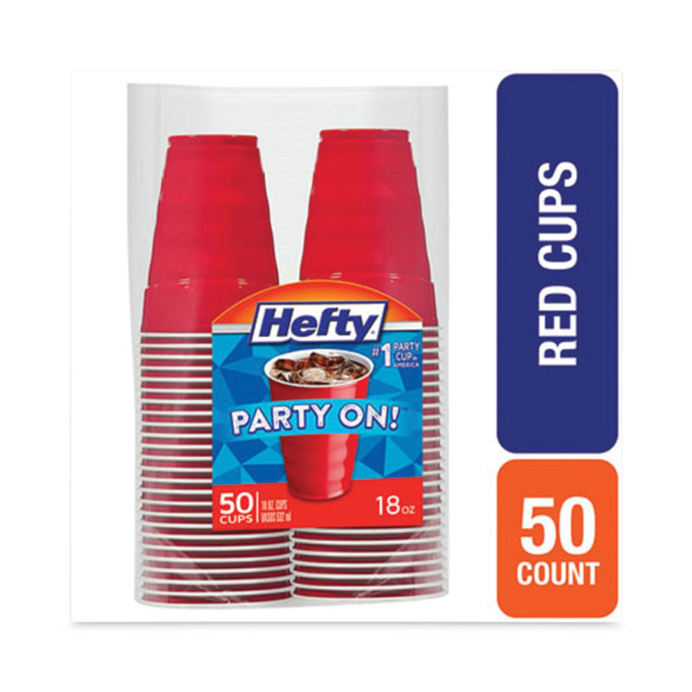 REYNOLDS FOOD PACKAGING Hefty® C21895 Easy Grip Disposable Plastic Party Cups, 18 oz, Red, 50/Pack, 8 Packs/Carton