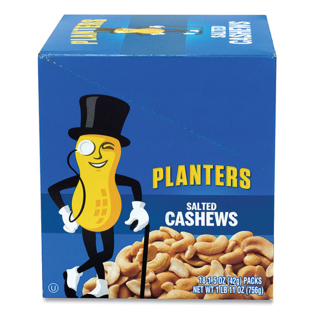 KRAFT FOODS, INC Planters® 20900626 Salted Cashews, 1.5 oz Packs, 18 Packs/Box