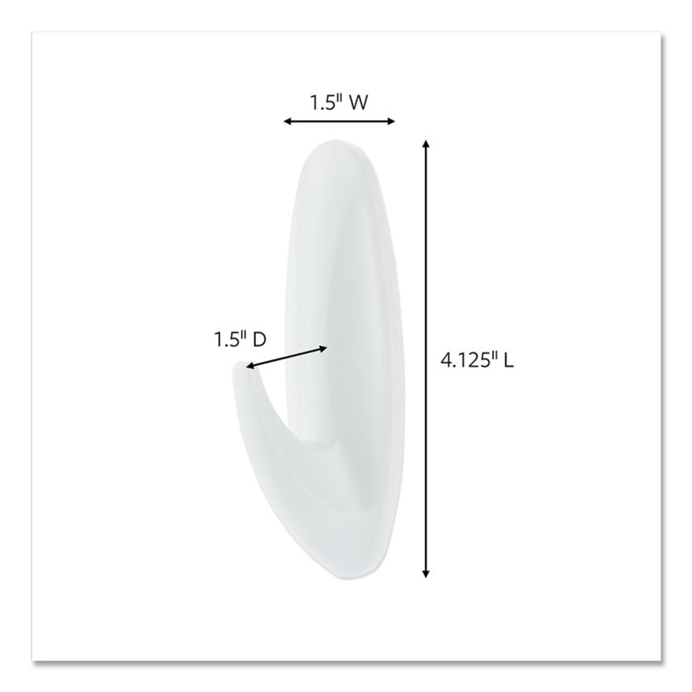 3M/COMMERCIAL TAPE DIV. Command™ 170834ES General Purpose Hooks, Large, Plastic, White, 5 lb Capacity, 4 Hooks and 6 Strips/Pack