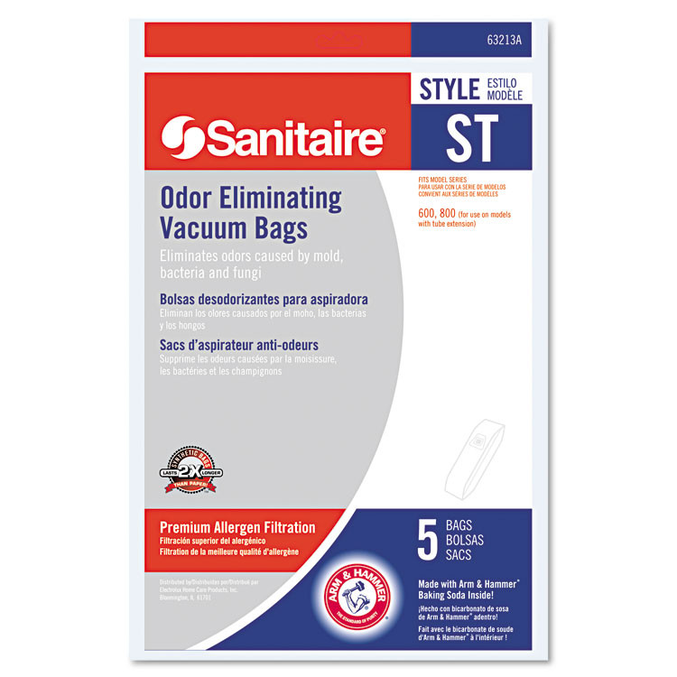 ELECTROLUX FLOOR CARE COMPANY Sanitaire® 63213B-10 Style ST Disposable Vacuum Bags for SC600 and SC800 Series, 5 Bags/Pack