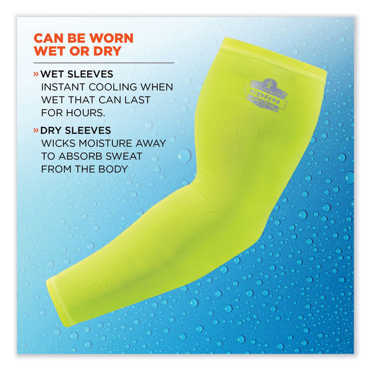 TENACIOUS HOLDINGS, INC. ergodyne® 12284 Chill-Its 6690 Performance Knit Cooling Arm Sleeve, Polyester/Spandex, Large, Lime, 2 Sleeves