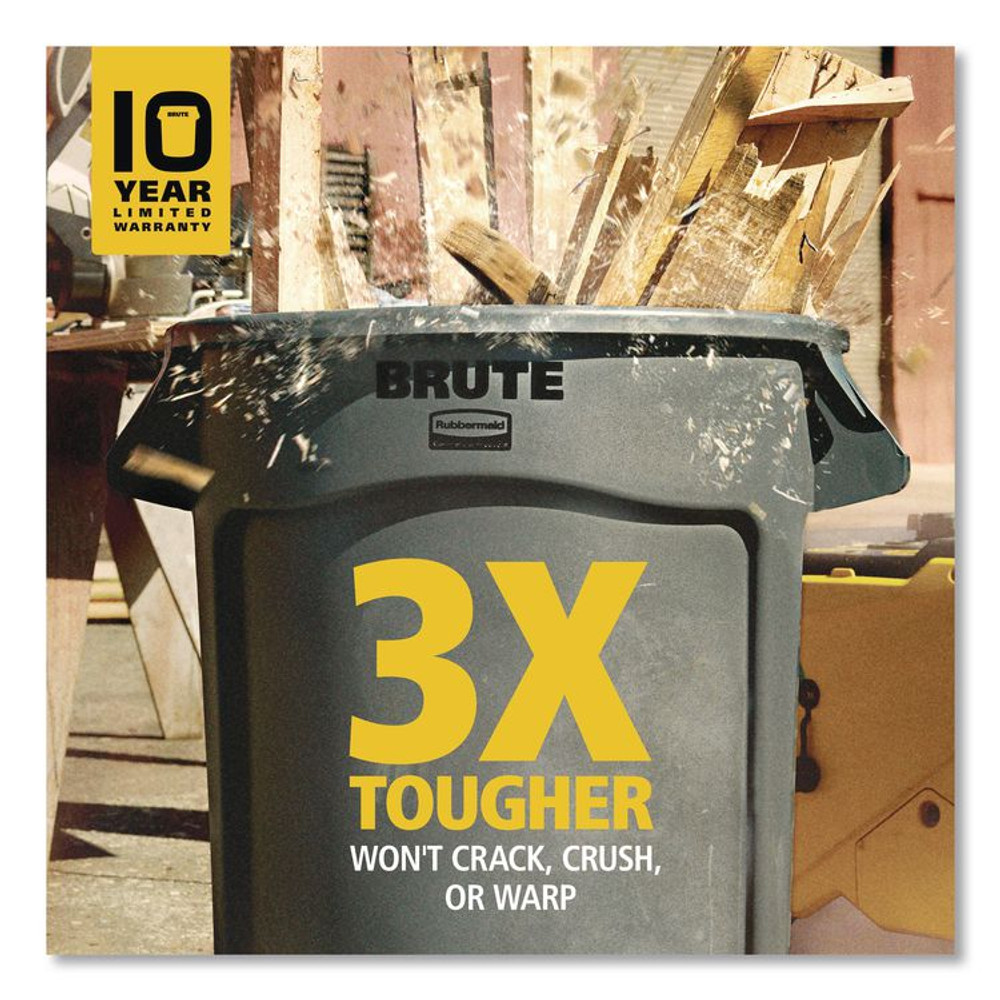 RUBBERMAID COMMERCIAL PROD. 2179403 Vented Wheeled BRUTE Container, 32 gal, Plastic, Gray