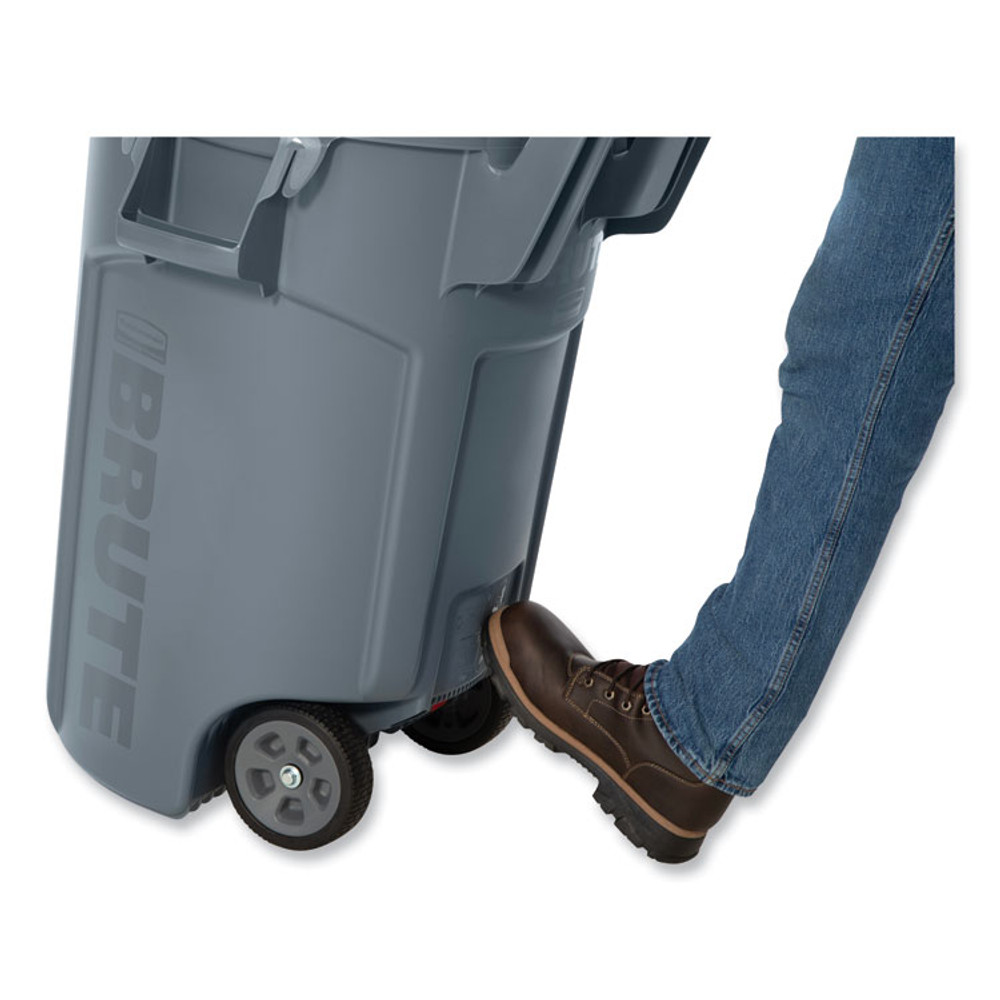 RUBBERMAID COMMERCIAL PROD. 2179403 Vented Wheeled BRUTE Container, 32 gal, Plastic, Gray