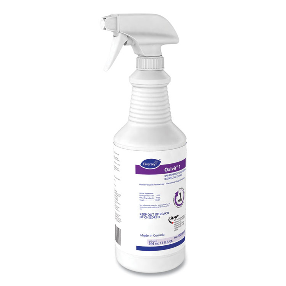 DIVERSEY 100850916 Oxivir 1 RTU Disinfectant Cleaner, 32 oz Spray Bottle, 12/Carton