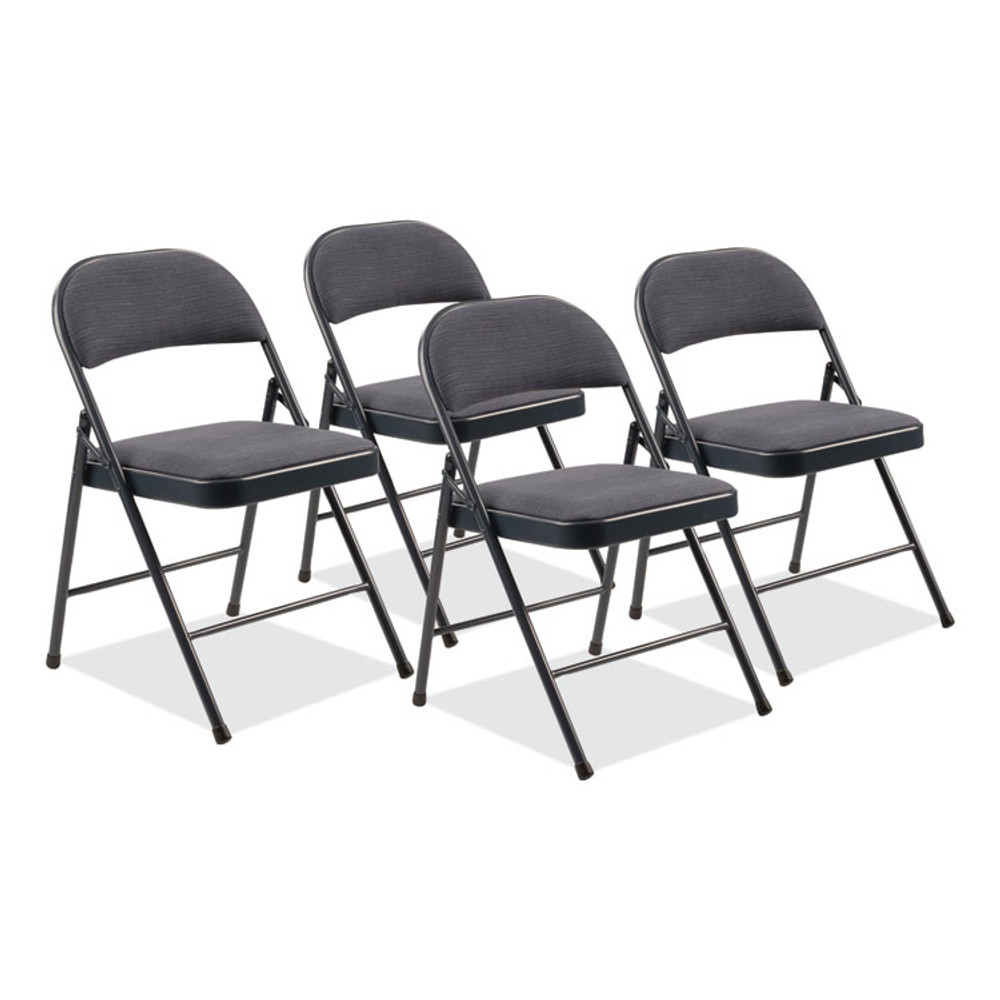 NATIONAL PUBLIC SEATING BASICS by NPS® 974 970 Series Fabric Padded Steel Folding Chair, Supports Up to 250 lb, 17.75" Seat Height, Star Trail Blue, 4/Carton