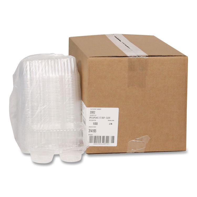 PACTIV EVERGREEN CORPORATION 2002 ClearView Bakery Cupcake Container, 2 Compartments, 6.75 x 4 x 4, Clear, Plastic, 100/Carton