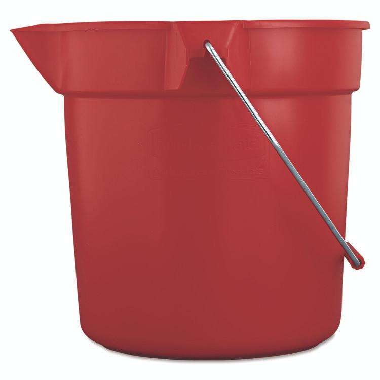 RUBBERMAID COMMERCIAL PROD. 2963 RED BRUTE Round Utility Pail, 10 qt, Plastic, Red, 10.5" dia
