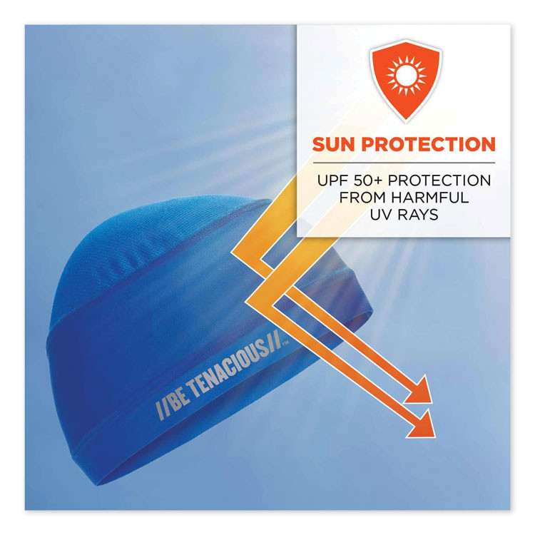 TENACIOUS HOLDINGS, INC. ergodyne® 12689 Chill-Its 6632 Performance Knit Cooling Skull Cap, Polyester/Spandex, One Size Fits Most, Blue