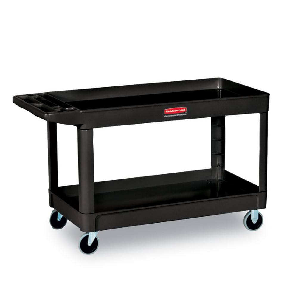 RUBBERMAID COMMERCIAL PROD. 9T6700BLA Service/Utility Carts, Plastic, 2 Shelves, 500 lb Capacity, 24" x 40" x 31.25", Black