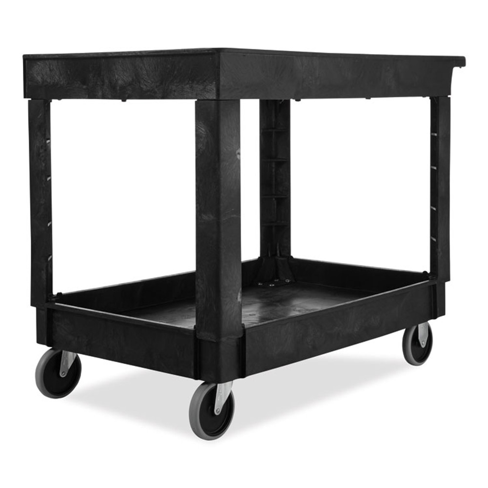 RUBBERMAID COMMERCIAL PROD. 9T6700BLA Service/Utility Carts, Plastic, 2 Shelves, 500 lb Capacity, 24" x 40" x 31.25", Black