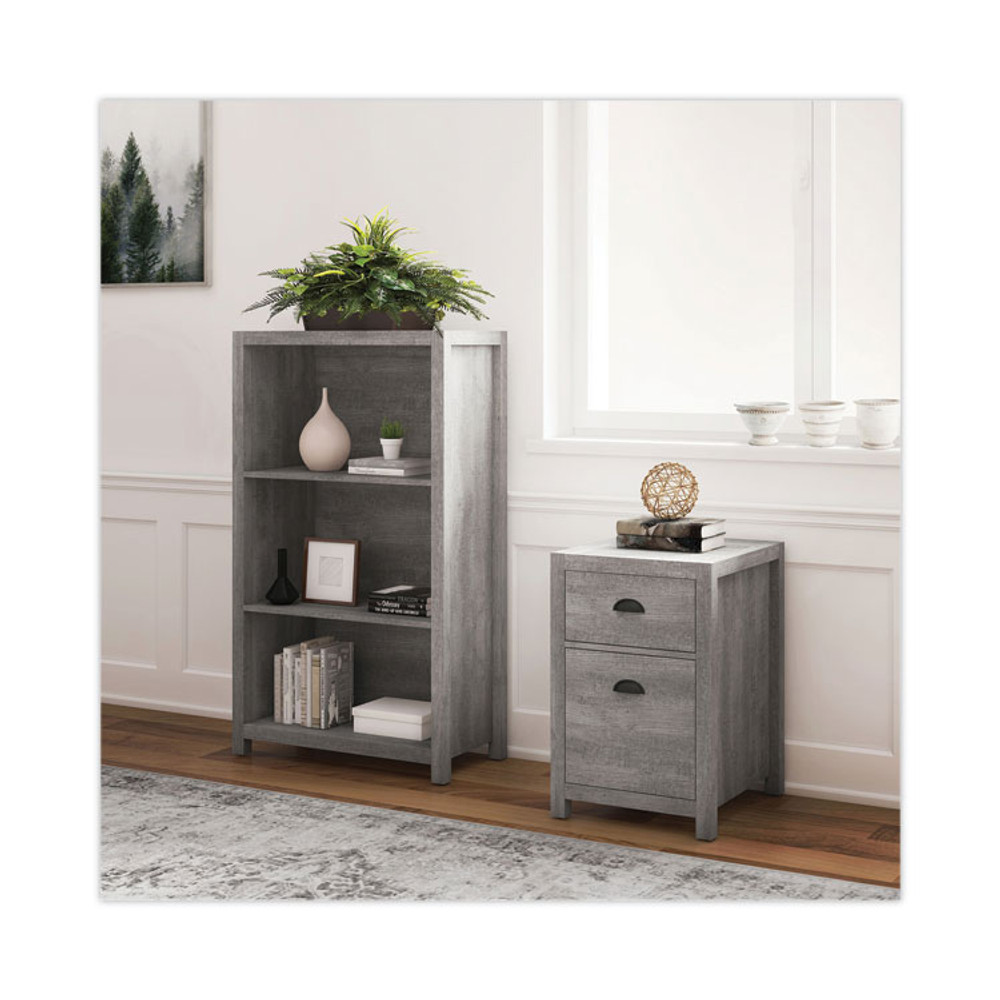 WHALEN FURNITURE MANUFACTURING SPUSFBBKGM Fallbrook Bookcase, Three-Shelf, 28w x 14d x 48.25h, Smoked Ash/Rustic Warm Gray