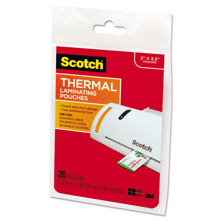 3M/COMMERCIAL TAPE DIV. Scotch™ TP5851-20 Laminating Pouches, 5 mil, 3.75" x 2.38", Gloss Clear, 20/Pack