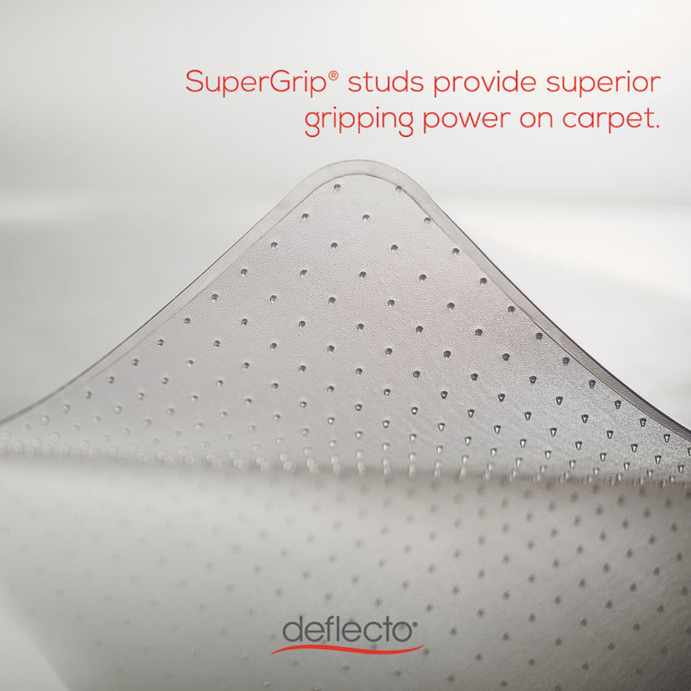 DEFLECTO CORPORATION CM13233 DuraMat Moderate Use Chair Mat for Low Pile Carpet, 45 x 53, Wide Lipped, Clear
