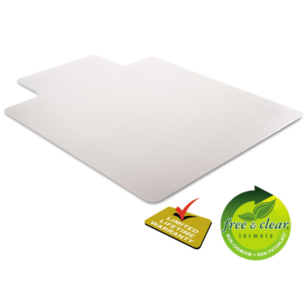 DEFLECTO CORPORATION CM13233 DuraMat Moderate Use Chair Mat for Low Pile Carpet, 45 x 53, Wide Lipped, Clear