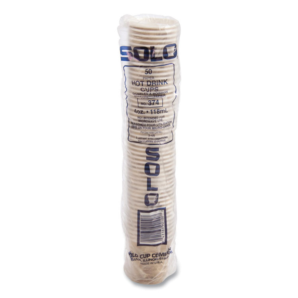 DART SOLO® 374MS Single Sided Poly Paper Hot Cups, 4 oz, Mistique Design, 1,000/Carton