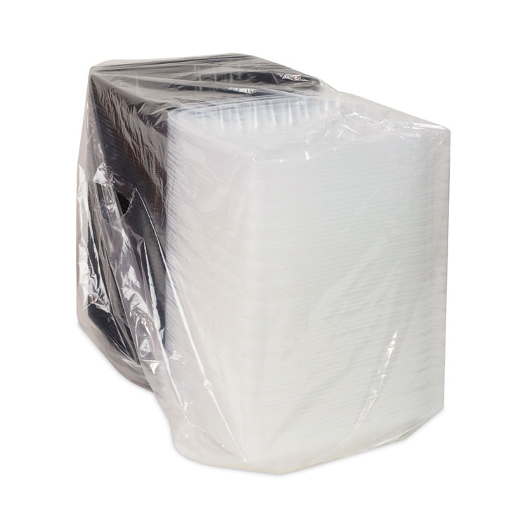 PACTIV EVERGREEN CORPORATION DC109100B000 EarthChoice Vented Dual Color Microwavable Hinged Lid Container, 66 oz, 10.5 x 9.5 x 3.1, Black/Clear, Plastic, 132/Carton