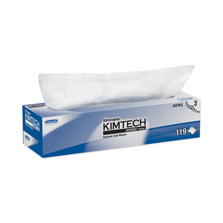 KIMBERLY-CLARK PROFESSIONAL Kimtech™ 34743 Kimwipes Delicate Task Wipers, 3-Ply, 11.8 x 11.8, Unscented, White, 100/Box, 15 Boxes/Carton