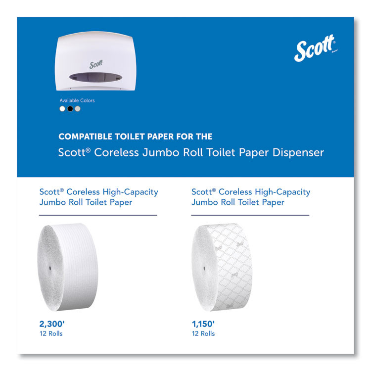 KIMBERLY-CLARK PROFESSIONAL Scott® 09603 Essential Coreless Jumbo Roll Tissue Dispenser, 14.25 x 6 x 9.75, White