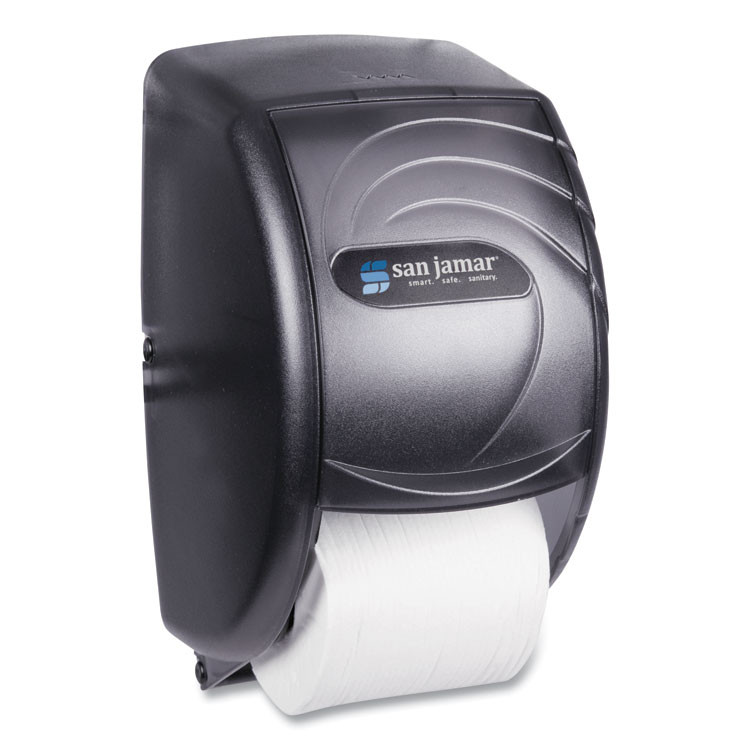 CFS BRANDS San Jamar® R3590TBK Duett Standard Bath Tissue Dispenser, Oceans, 7.5 x 7 x 12.75, Transparent Black Pearl