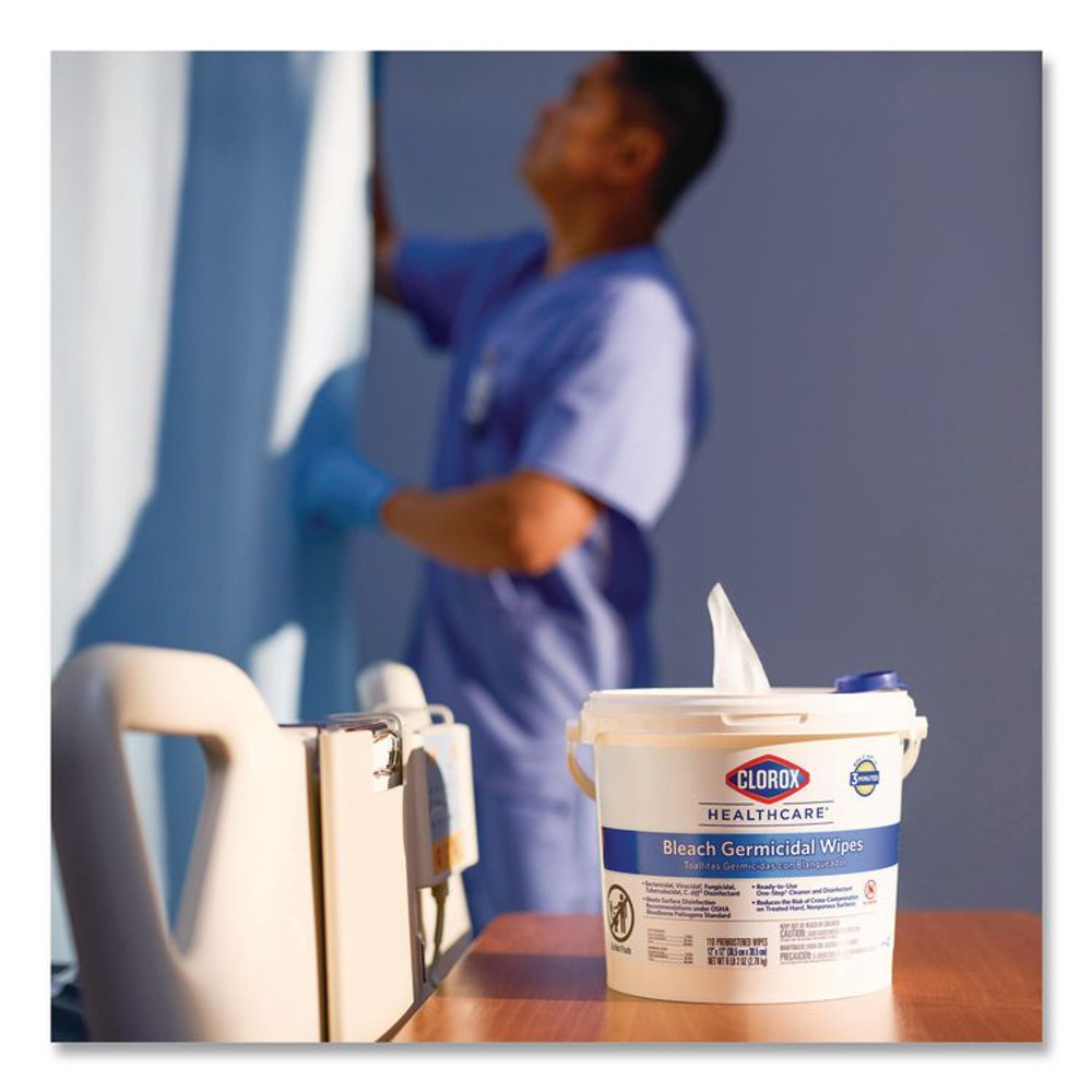 CLOROX SALES CO. Healthcare® 30359CT Bleach Germicidal Wipes, 1-Ply, 12 x 12, Unscented, White, 110/Refill, 2 Refills/Carton