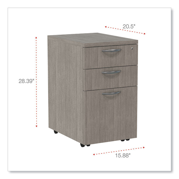ALERA VA572816GY Alera Valencia Series Mobile Pedestal File, Left/Right, 3-Drawer: Box/Box/File, Legal/Letter, Gray, 15.88 x 20.5 x 28.39