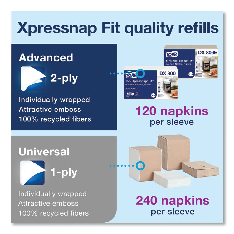 SCA TISSUE Tork® 7432000 Xpressnap Fit Napkin Dispenser, Countertop, 4.8 x 12.8 x 5.6, Black