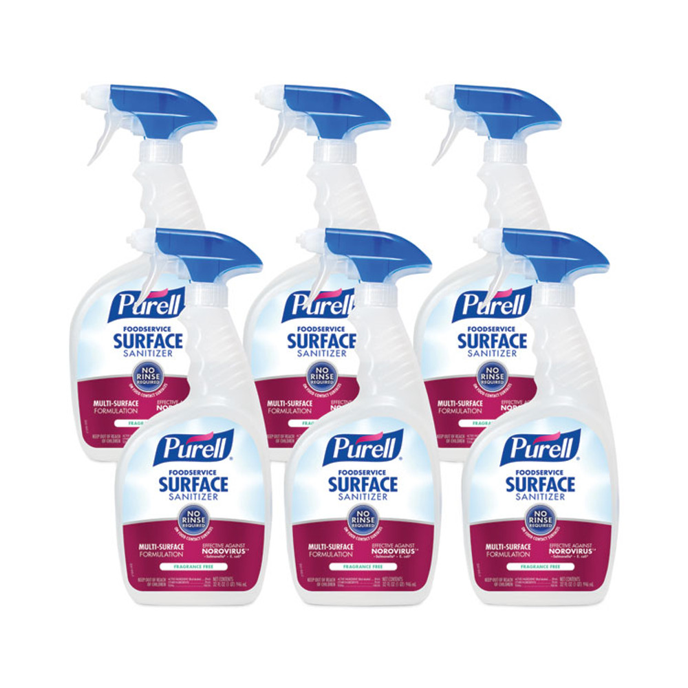 GO-JO INDUSTRIES PURELL® 334106RTL Foodservice Surface Sanitizer3, Fragrance Free, 32 oz Bottle with Spray Trigger Attached, 6/Carton