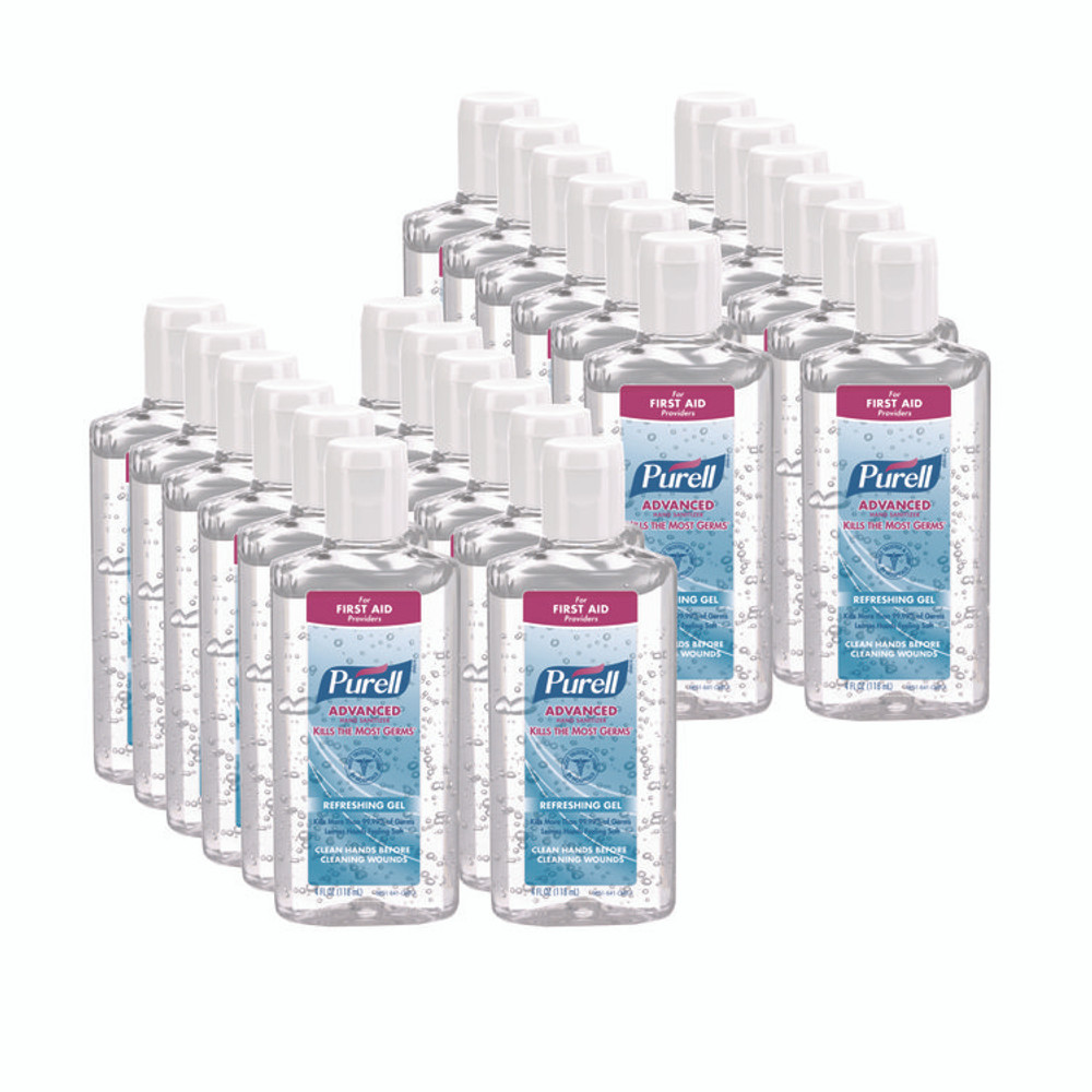 GO-JO INDUSTRIES PURELL® 9651-24 Advanced Hand Sanitizer Refreshing Gel, 4 oz Flip-Cap Bottle, Clean Scent, 24/Carton