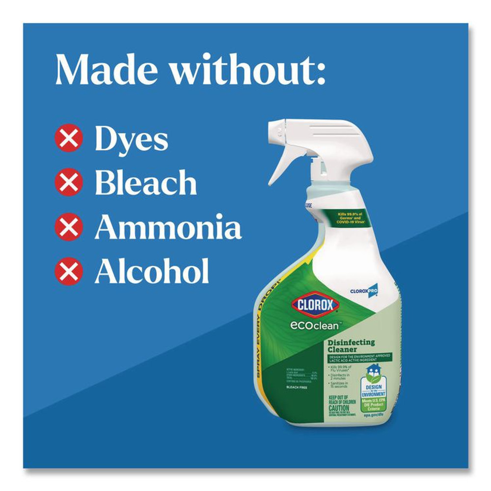CLOROX SALES CO. 60213CT Clorox Pro EcoClean Disinfecting Cleaner, Unscented, 32 oz Spray Bottle, 9/Carton