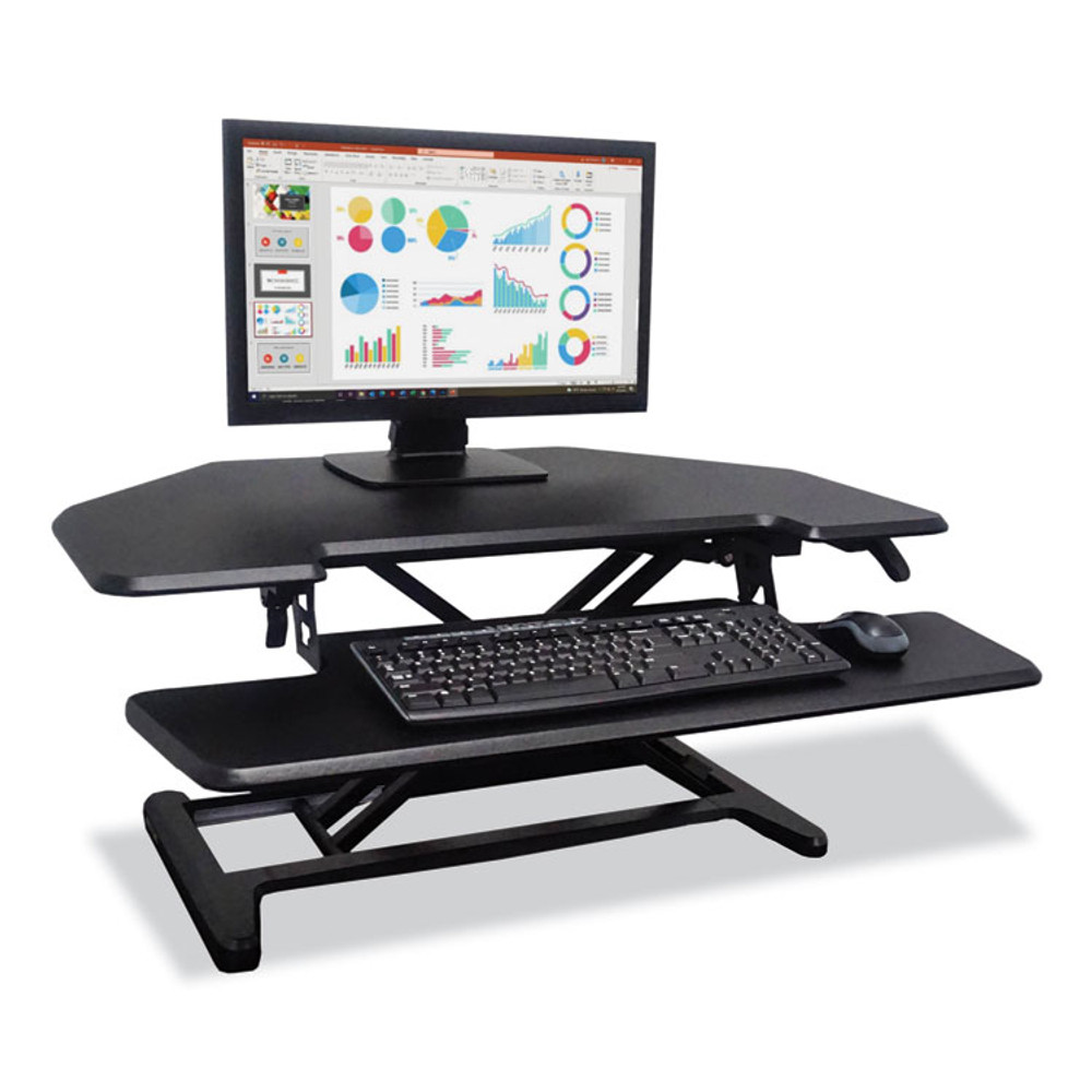 VICTOR TECHNOLOGY LLC DCX650 Height Adjustable Corner Standing Desk with Keyboard Tray, 36 x 20 x 0 to 20, Black