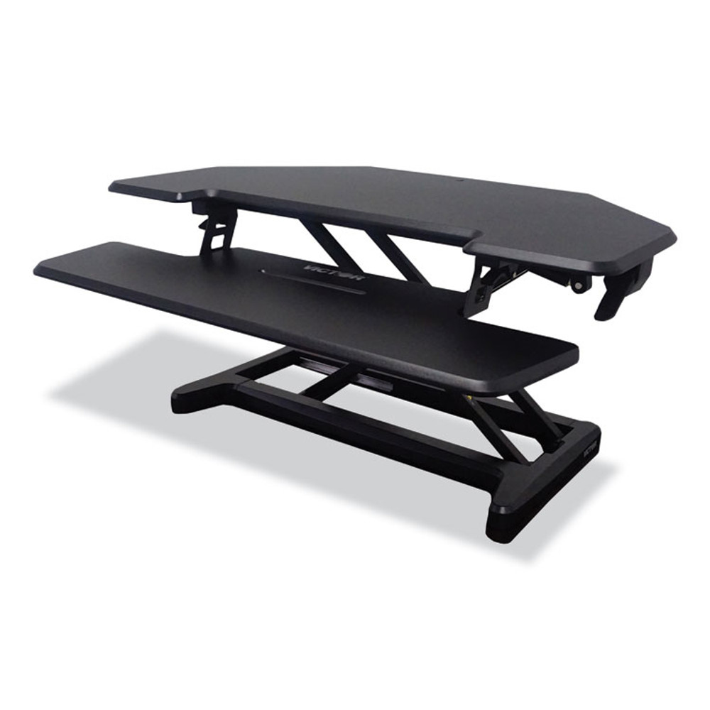 VICTOR TECHNOLOGY LLC DCX650 Height Adjustable Corner Standing Desk with Keyboard Tray, 36 x 20 x 0 to 20, Black