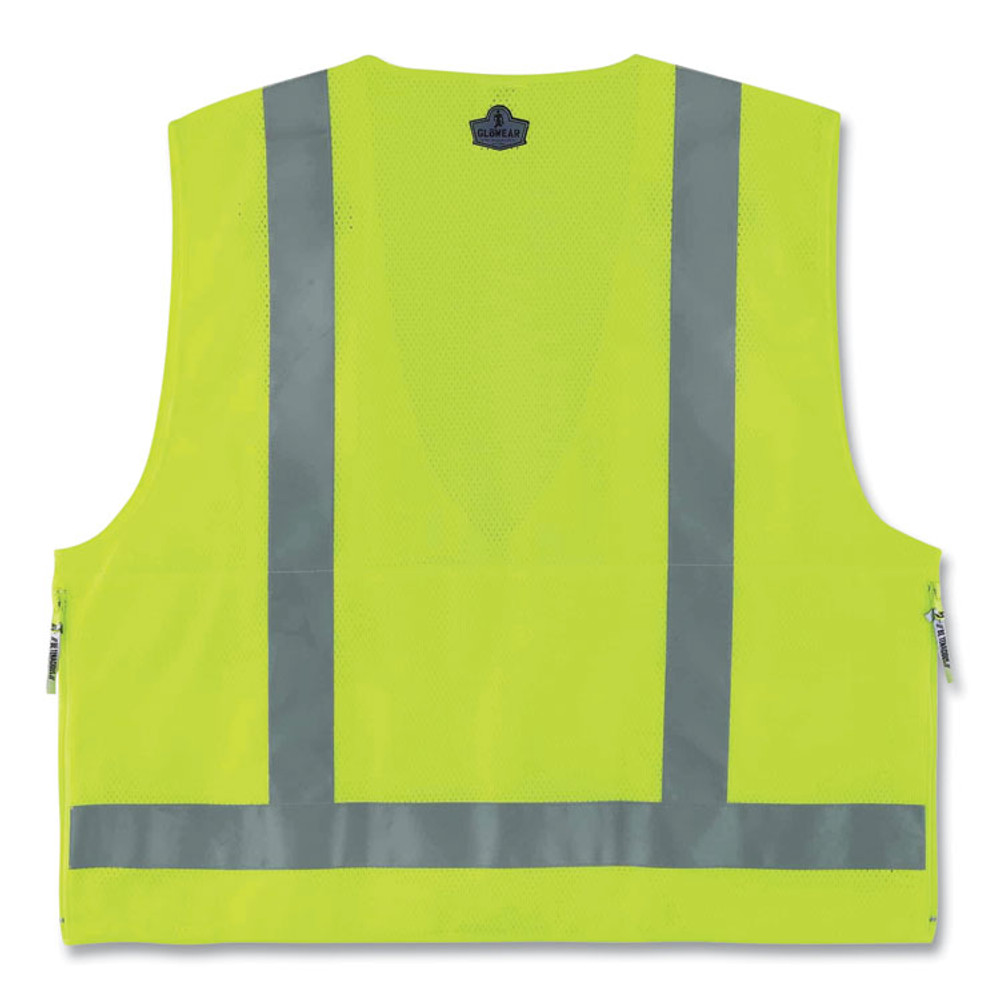 TENACIOUS HOLDINGS, INC. ergodyne® 21427 GloWear 8250Z Class 2 Surveyors Zipper Vest, Polyester, 2X-Large/3X-Large, Lime