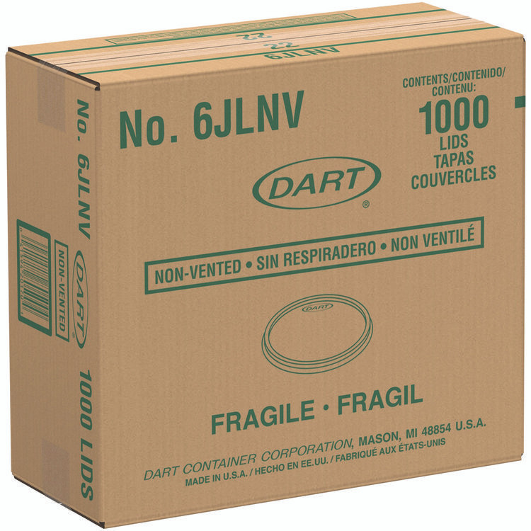 DART SOLO® 6JLNV Non-Vented Cup Lids, Fits 6 oz Hot Cups/2 oz to 4 oz Food Containers, Plastic, Translucent, 1,000/Carton