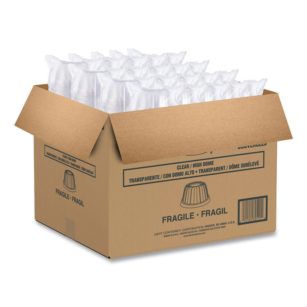 DART 12HDLC D-T Sundae/Cold Cup Lids, Fits 6 oz/8 oz/12 oz Cold Cups, Plastic, Clear, 50/Pack, 20 Packs/Carton