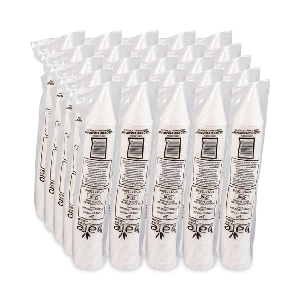 DART SOLO® 42BR Bare Eco-Forward Treated Paper Cone Cups, 4.25 oz, White, 200/Bag, 25 Bags/Carton