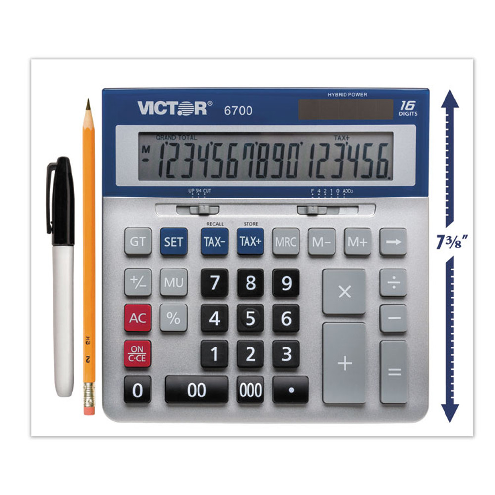 VICTOR TECHNOLOGY LLC 6700 6700 Large Desktop Calculator, 16-Digit LCD