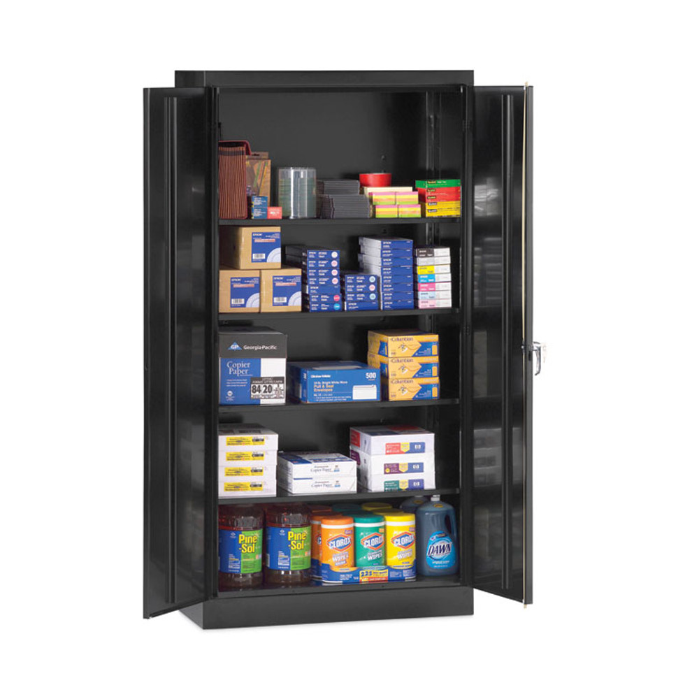 ALERA CM7218BK Assembled 72" High Heavy-Duty Welded Storage Cabinet, Four Adjustable Shelves, 36w x 18d, Black