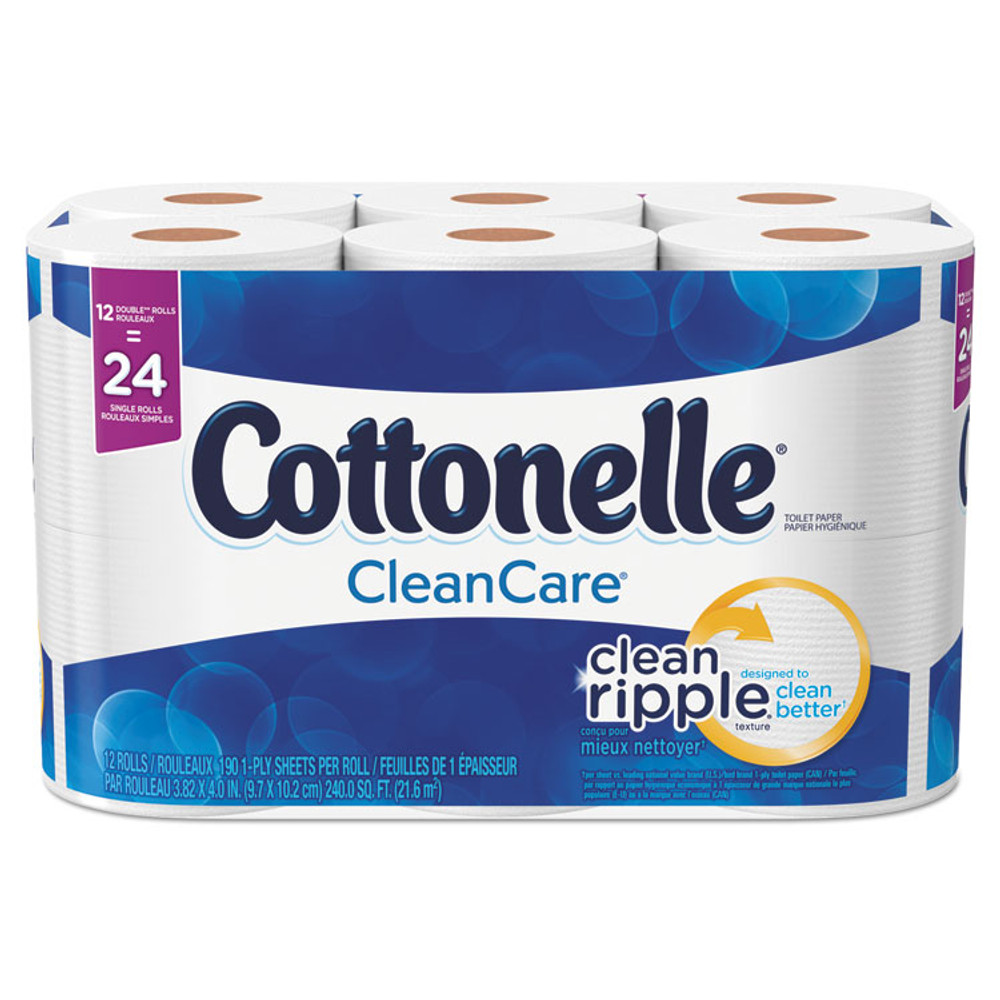 KIMBERLY CLARK Cottonelle® 12456PK Clean Care Bathroom Tissue, Septic Safe, 1-Ply, White, 170 Sheets/Roll, 12 Rolls/Pack