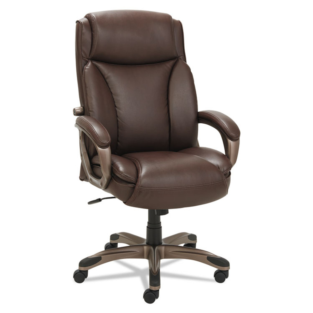ALERA VN4159 Alera Veon Series Executive High-Back Bonded Leather Chair, Supports Up to 275 lb, Brown Seat/Back, Bronze Base