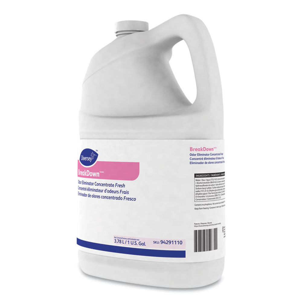 DIVERSEY 94355110 Breakdown Odor Eliminator, Cherry Almond Scent, Liquid, 1 gal Bottle, 4/Carton