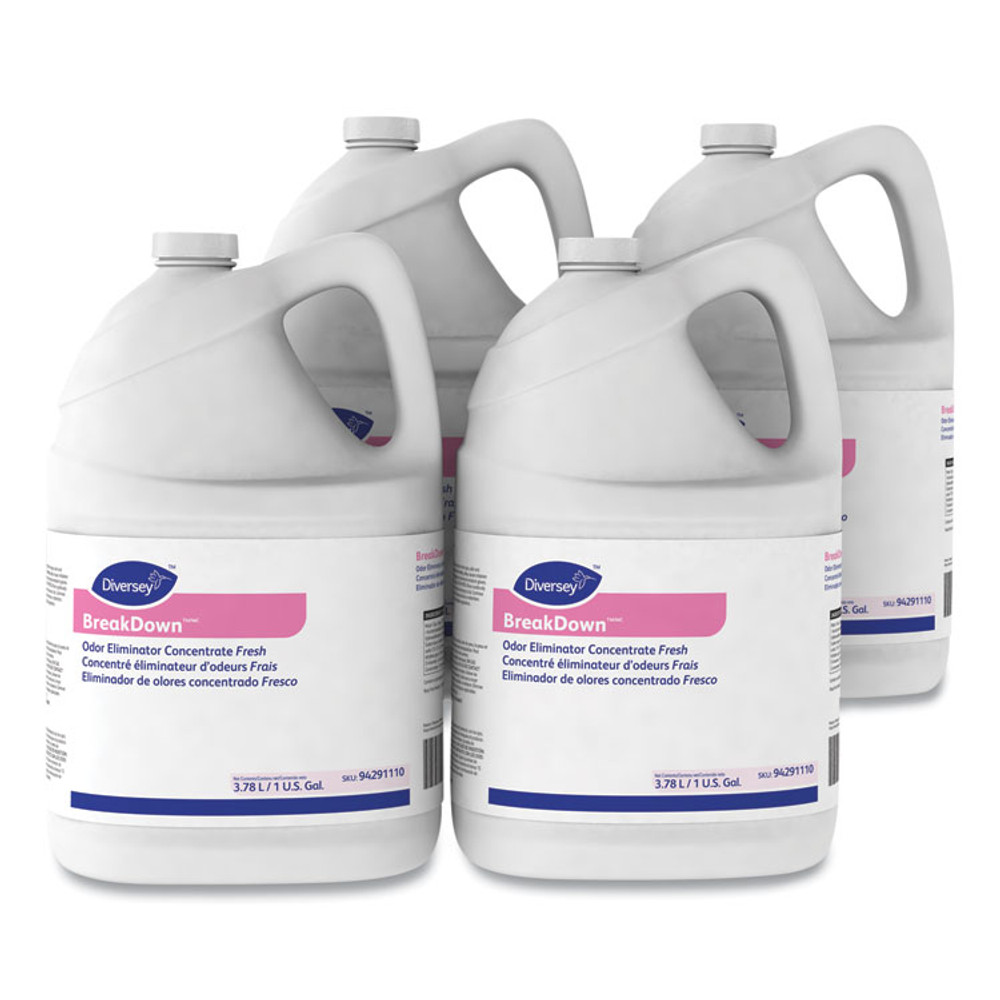 DIVERSEY 94355110 Breakdown Odor Eliminator, Cherry Almond Scent, Liquid, 1 gal Bottle, 4/Carton
